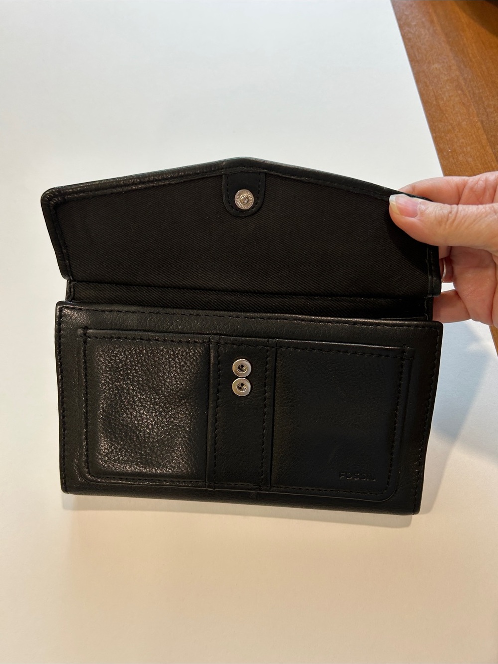 Fossil Black Leather Zip & Flap Wallet - Picture 4 of 9